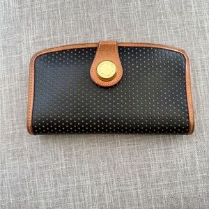 VINTAGE Dooney and Bourke Black and Brown Wallet with Gold Accents